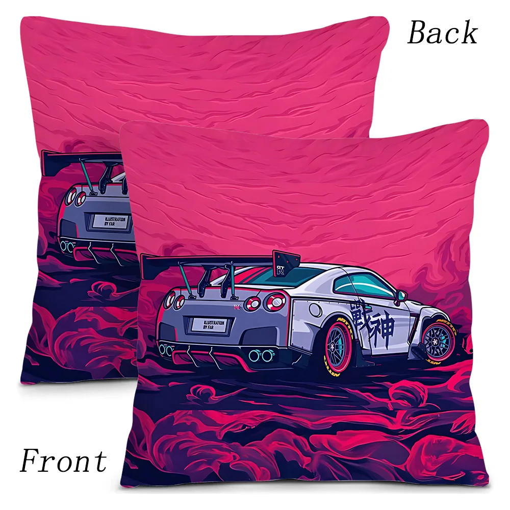 Luxury Rally Sports GTR Race Car Pillow Covers Cartoon Sofa Decorative Home Double-sided Printing Short Plush Cute Cushion Cover 4