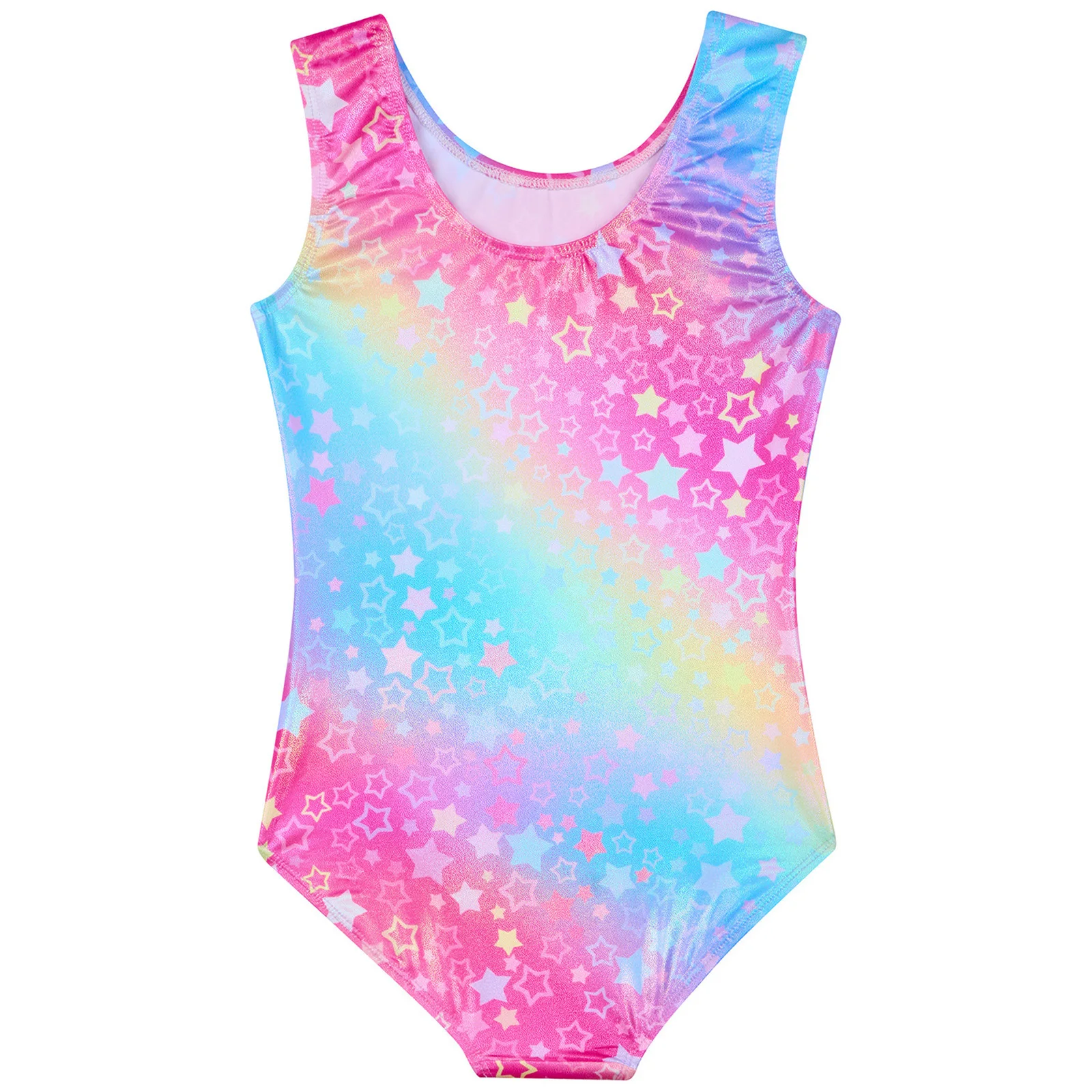 Kids Girls Figure Skating Bodysuit Ballet Outfits Fashion Colorful Leotard with Shorts Children's Gymnastics Jumpsuits Dancewear