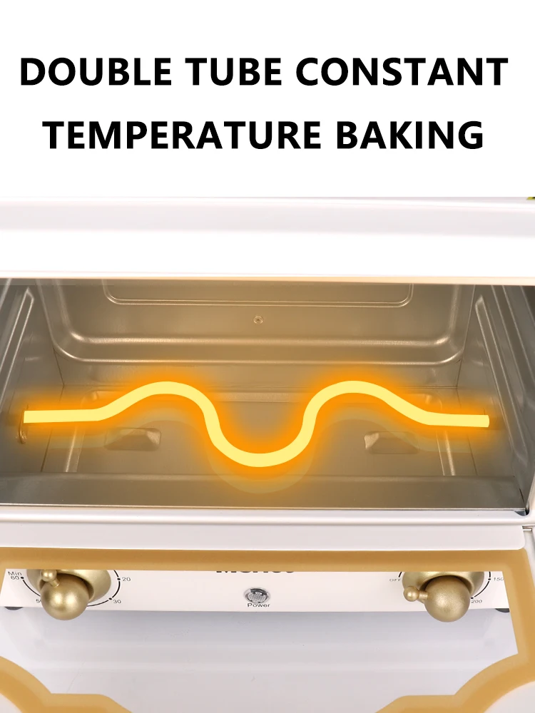 9L Retro Toaster Oven Multifunctional Household Pizza Electric Oven Meat Grill Bread Timing Baking Machine Kitchen Appliances 6
