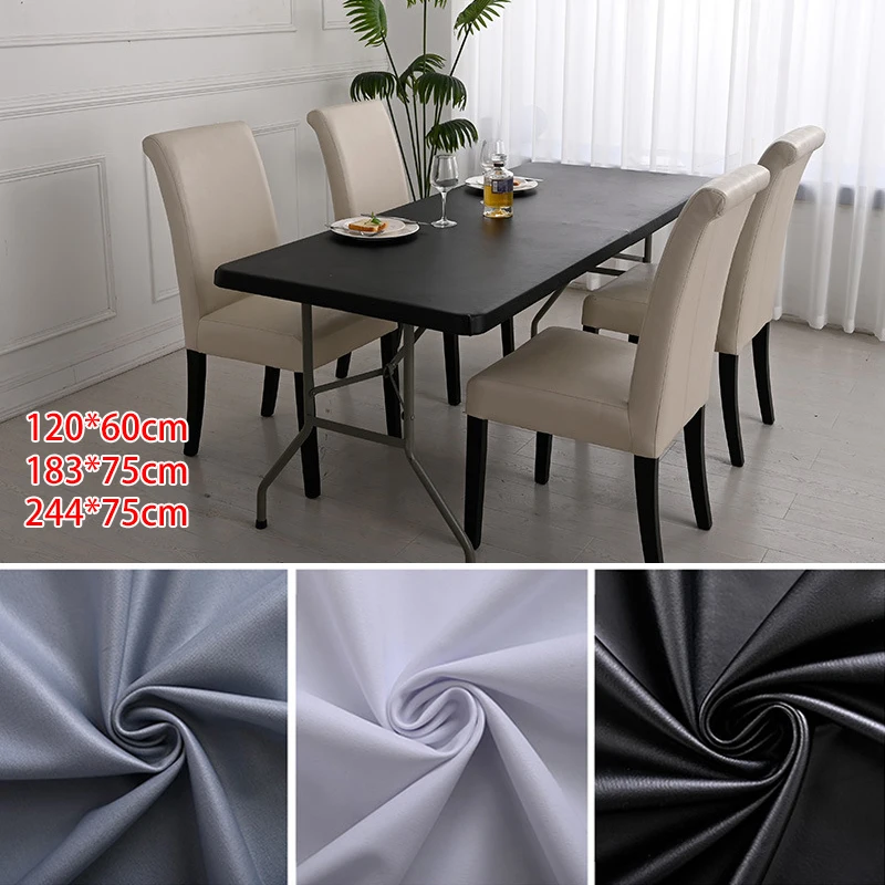 

1PC Edged Table Cover Cloth Tablecloth Waterproof Rectangle Catering Fitted Table Cover with Elastic Polyester Protector