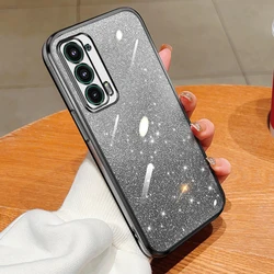 Luxury Glitter Plating Clear Case Cover for Moto EDGE 20 (Black)