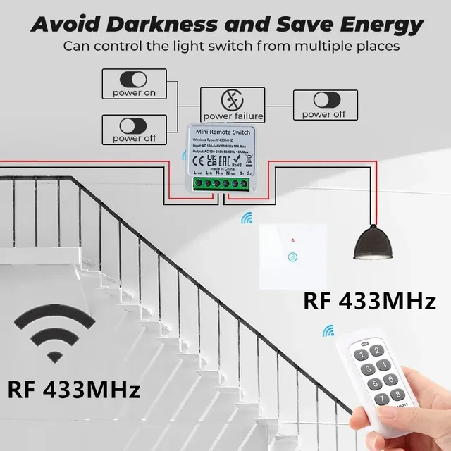 RF 433 MHz Smart Switch Mini DIY Wireless Remote Control Light Switches 16A Relay Receiver Automation Module for Home Led Lamp 2