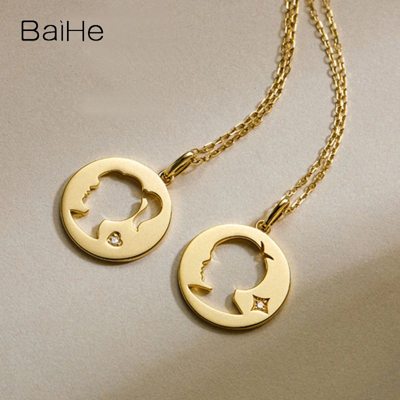 

Круглая Подвеска BaiHe с фирменной гравировкой для влюбленных, Ювелирное Украшение под золото 18 К, подходит для свадьбы, для мальчиков и девочек