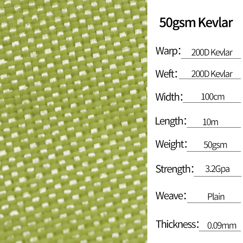 plain weave cut resistant 1000D Kevlar fabric high strength 200g