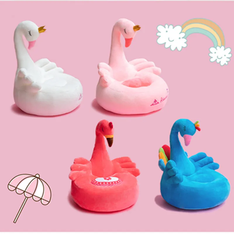 Crown Flamingo Swan Baby Gift Room Decor Washable Removable Chair Learning Seats Kindergarten School Decoration Kid's Plush Sofa 4