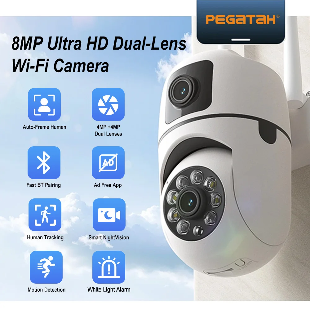 Outdoor dual lens security camera view