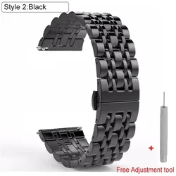 Premium Stainless Steel Metal Strap for Smart Watches - Elegant Watchband Bracelet Wristband (Black)