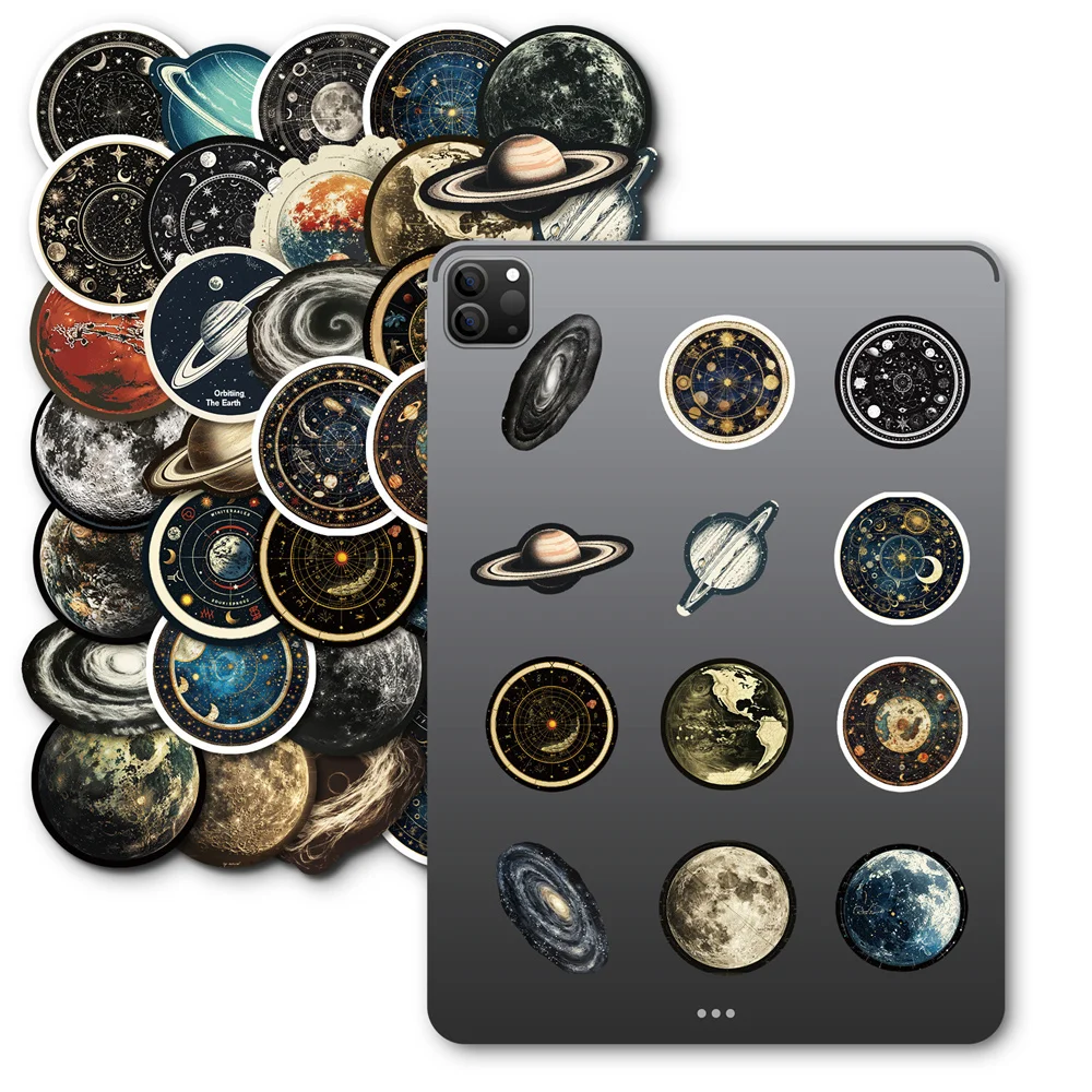 50pcs Galaxy Space Stickers For Phone Case Guitar Laptop Suitcase Ipad DIY Craft Supplies Cute Sticker Vintage