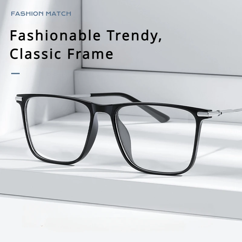 VICKY Titanium Classic Men's Square Frames Anti-blue Light Reading Glasses Myopia Can Be Customized Prescription Glasses 007