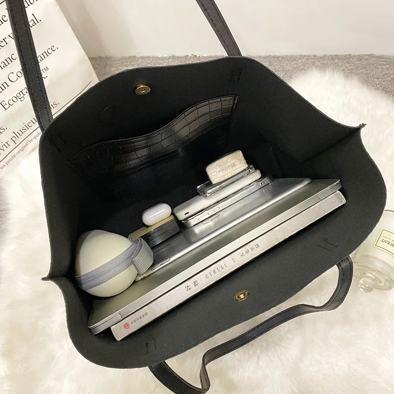 Tote Shoulder Bags Leather Crocodile Pattern Women Commute Bags Large Capacity Shoulder Handbags For Female Casual Messenger Bag