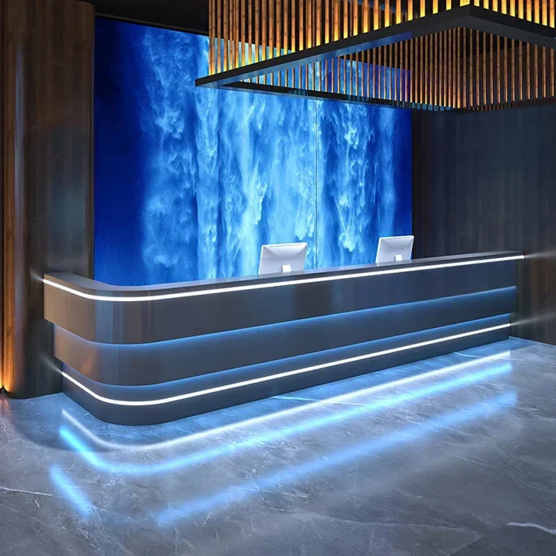 Business Checkout Counter Reception Desk Luxury Workbench Hotel Front Desk Reception Counter KTV Bar Bancone Furniture