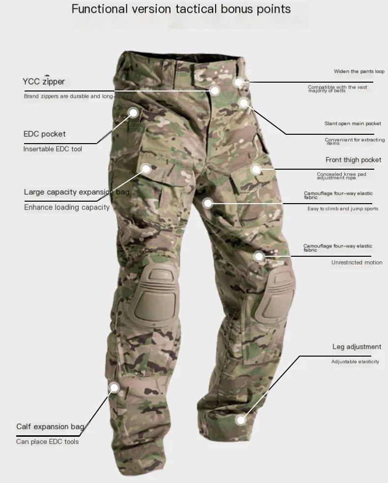 G3 Combat Outdoor Army Camouflage Frog Tactical Training Wear resistant and Scratch resistant Set Long Sleeve+Pants
