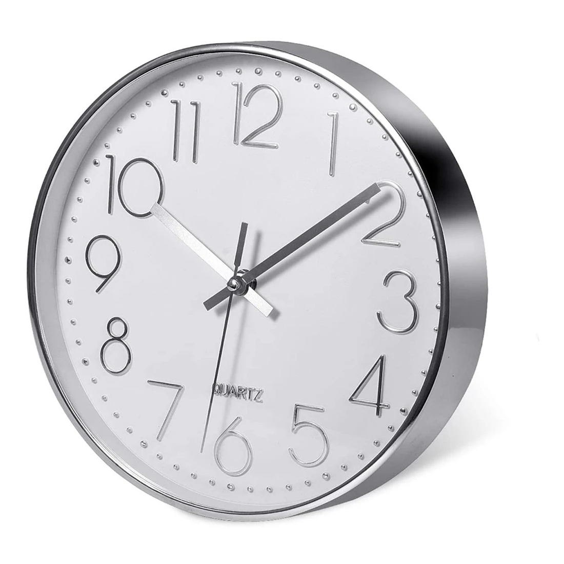 

Premium Silver Wall Clock, Wall Decoration, Modern Silent Wall Clock for Home Office Kitchen (25cm, Silver)