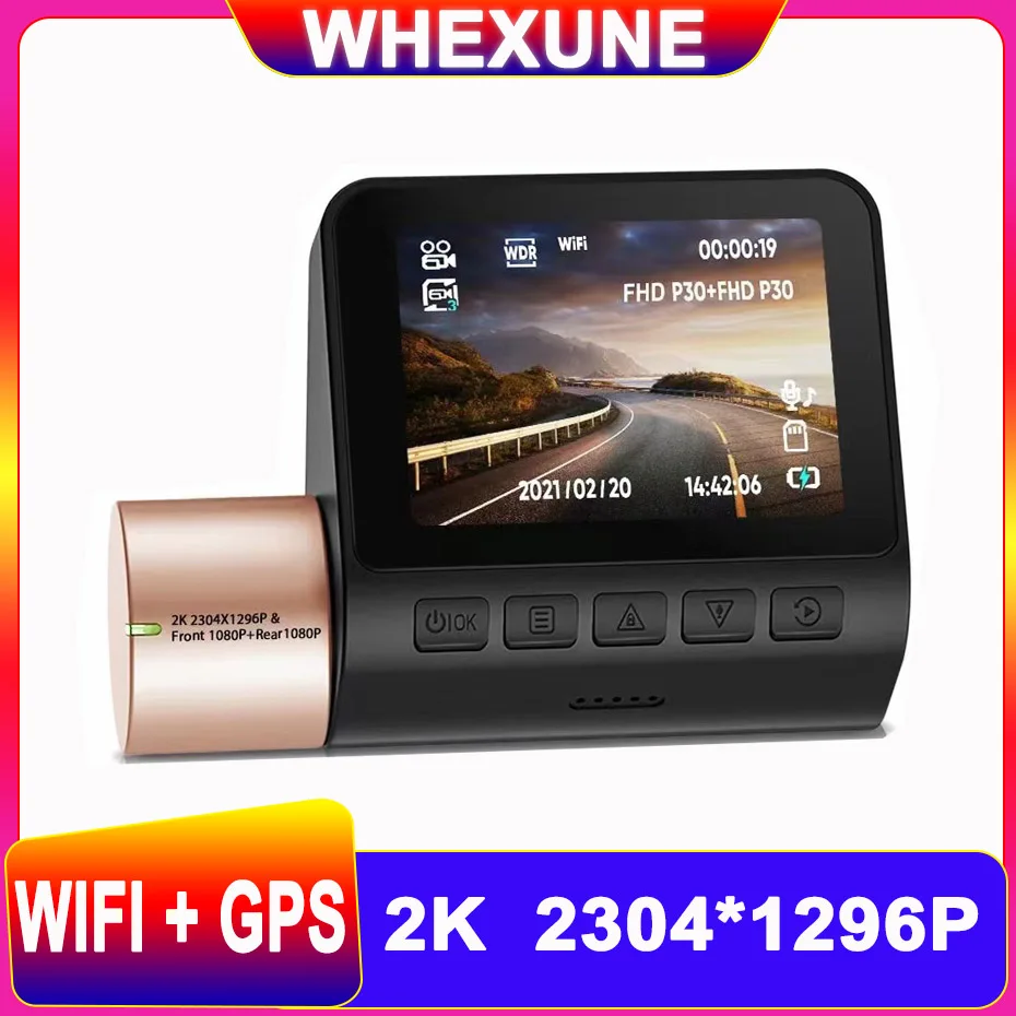 

2K WiFi Dash Cam 1296P FHD For Car DVR Camera Video Recorder Auto Night Vision GPS Tracker Registrator Wireless 24H Parking Mode