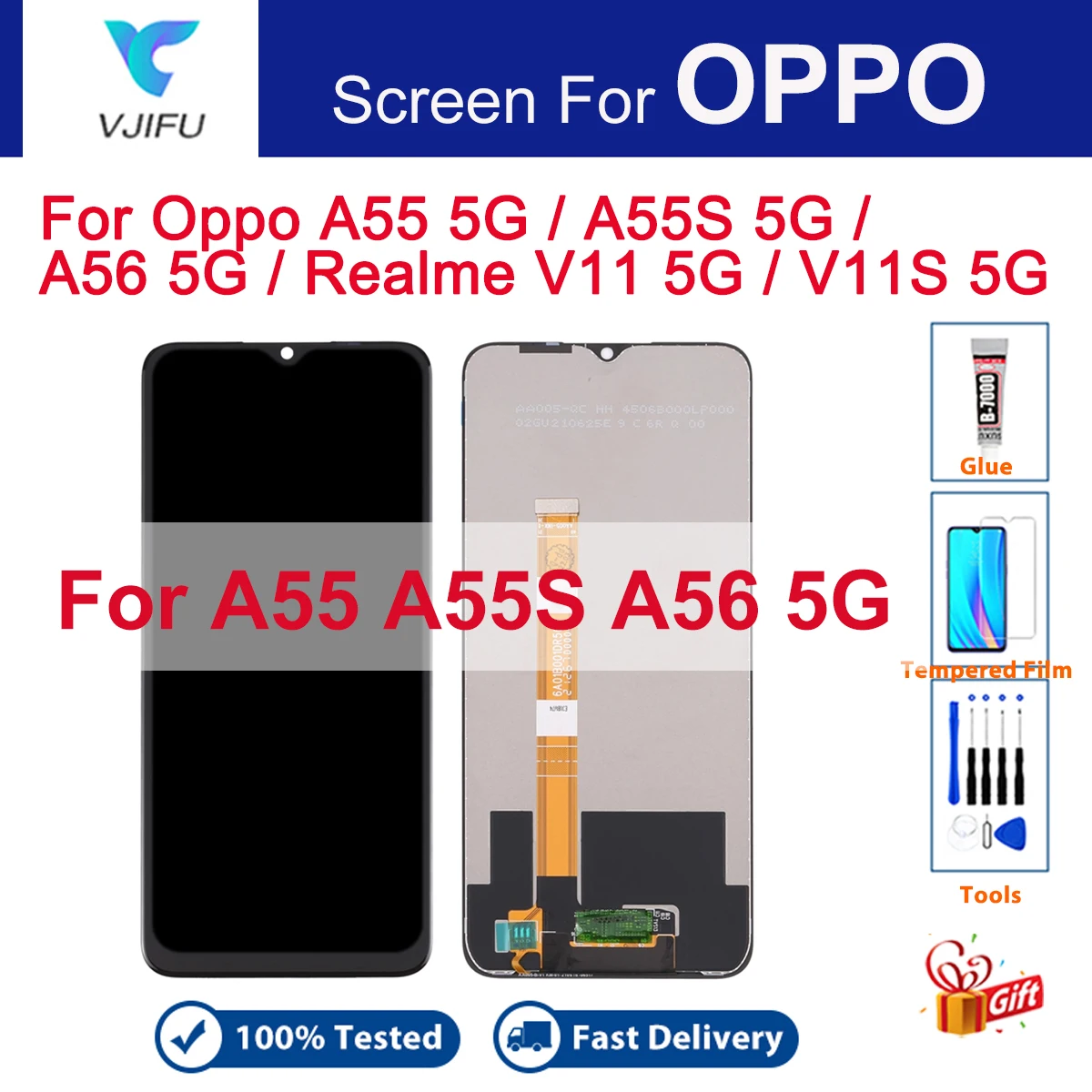 

Экран для OPPO A56 5G PFVM10, ЖК-дисплей для Oppo A55S CPH2309, дигитайзер в сборе для OPPO A55 5G PEMT00, запасные части