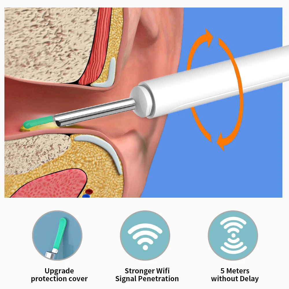 Wireless Ear Cleaner with Camera Earwax Cleaning Ear Wax Removal Tool Picker Endoscope Kit for iphone Android