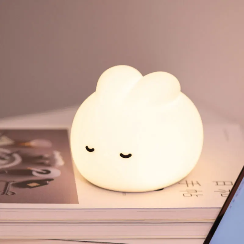 

Cute Bunny Silicone Night Lamp USB Rechargeable Cartoom Rabbit Light Bedside Table Decoration Baby Eye Protection Sleeping Light