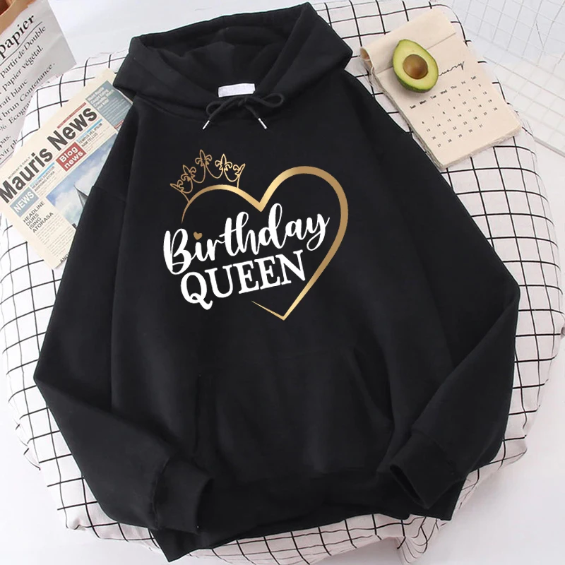 

(Premium Hoodie)New Birthday Queen Print Hoodie Sweathshirts Men Women Hooded Pullover Unisex Long Sleeve Hoodie Tops