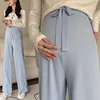Plus Size Maternity Pant Summer Maternity Ice Silk Pant Summer Maternity Wear Wide-leg Pant Thin Outer Wear Loose Pleated Pant 2