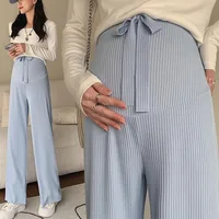 Plus Size Maternity Pant Summer Maternity Ice Silk Pant Summer Maternity Wear Wide-leg Pant Thin Outer Wear Loose Pleated Pant 2