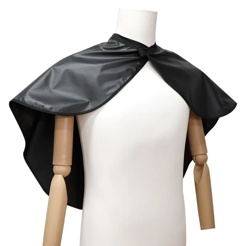 머리 염색 도구 짧은 사각형 검은 방수 미용 살롱 이발사 헤어 커팅 케이프 천 랩 미용 케이프 이발사