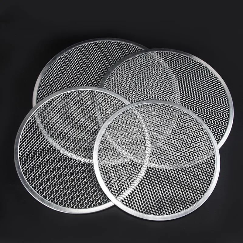 6-14 Inch Metal Net Non Stick Pizza Screen Pan Baking Tray New Seamless Aluminum Metal Net Bakeware Kitchen Tools Pizza