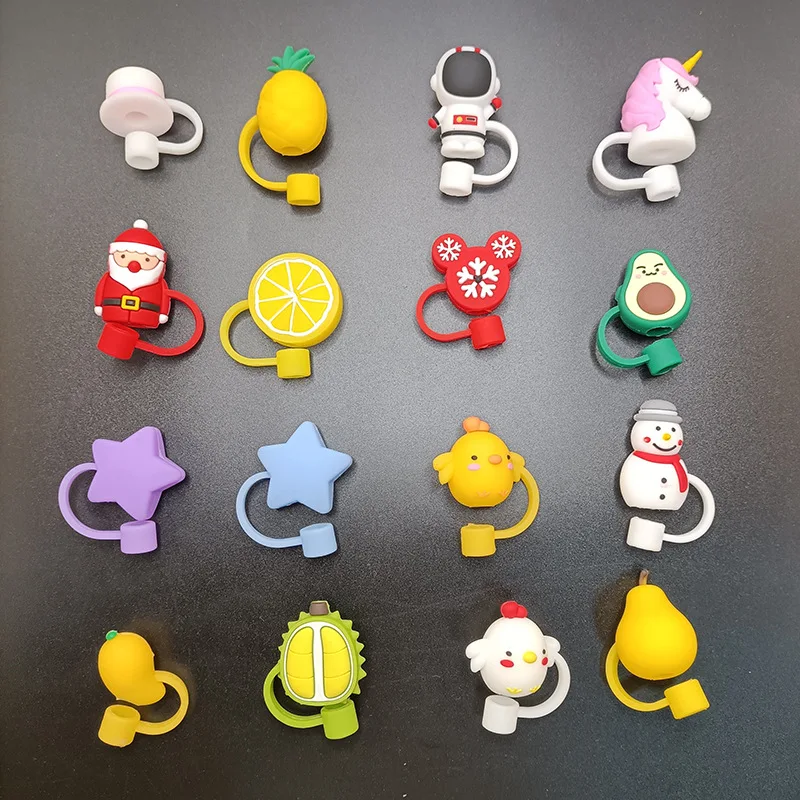 1Pc Cartoon Straw Tips Cap Drinking Dustproof Soft Rubber Straw Plug Cover Topper 6-8mm Sealing Tools Reusable straw plug cover
