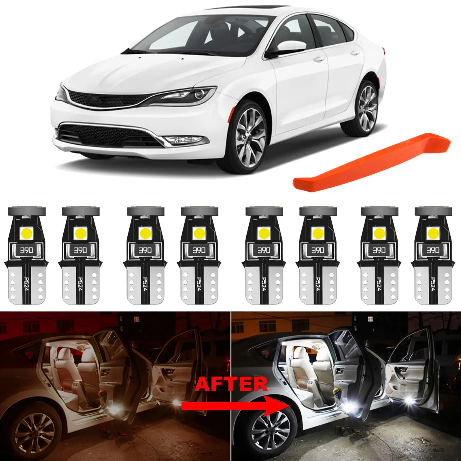 

Winetis 7Pcs Xenon 6000K White LED Interior Light Package Kit Deal For Chrysler 200 2015 - 2017 + Free Tool