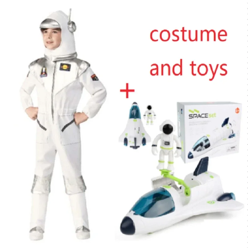 

Astronaut Costume Silver Spaceman Halloween Cosplay Jumpsuit Children Pilot Carnival Party Fancy Dress Up Kids Space Travel Suit