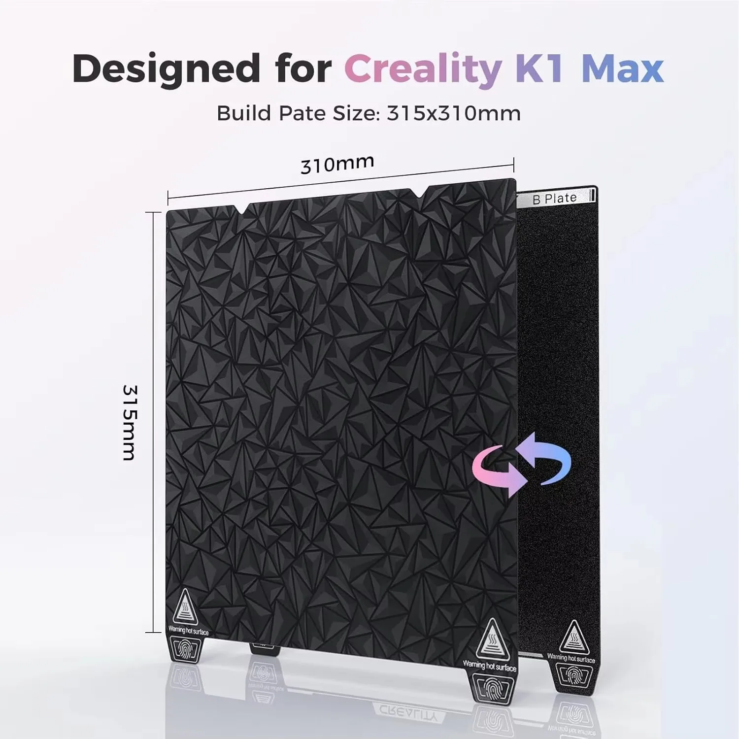 Creality 3D K1 Max 양면 인쇄 플랫폼 보드 키트 310x315mm 3D 프린터 광택 PEO 및 무광 PEI 인쇄 플랫폼 보드