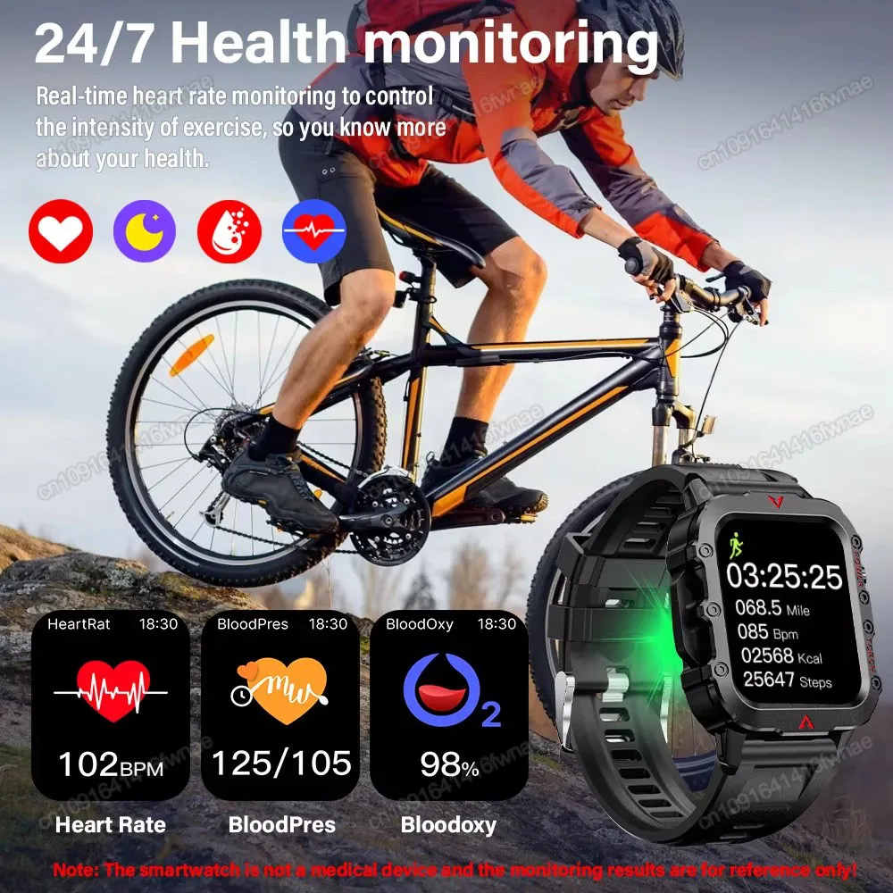 2025 For Huawei Xiaomi Military Smartwatch GPS Men Flashlight Waterproof Outdoor Sport Tracker HD Bluetooth Call Smart Watch New 4
