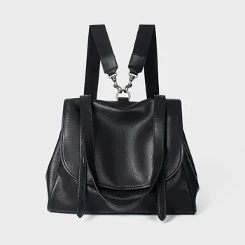 Zaino Casual in Vera Pelle Stile Retrò, Zaino Morbido alla Moda, Borsa a Tracolla per College e Viaggi, Borsa Versatile a Tracolla