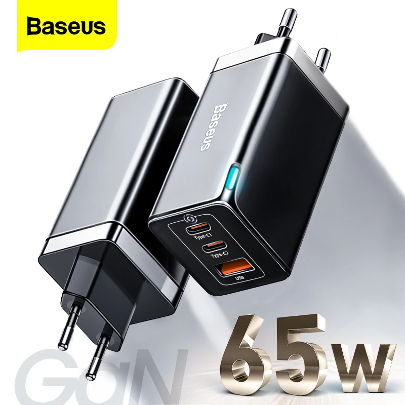 Baseus GaN 65W USB C Charger Quick Charge 4.0 3.0 QC4.0 QC PD3.0 PD USB-C Type C Fast USB Charger For iPhone 14 13 Pro MacBook