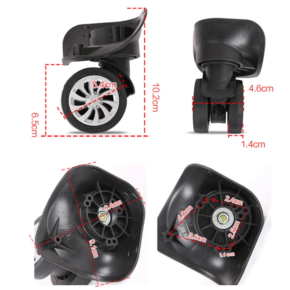 Hot sale 4pcs/set Replacement Luggage Suitcase Wheels Swivel Universal Wheel Black Dual Roller Wheels outdoor travel traveling 6