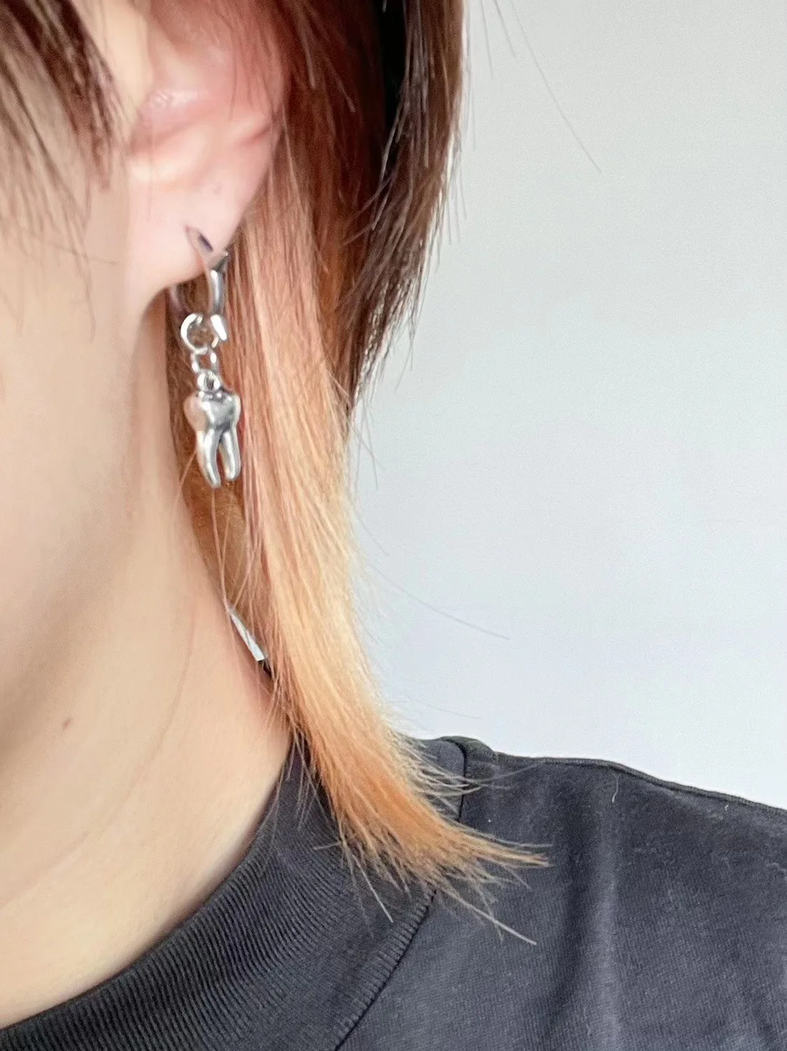 Gothic Jewelry Tooth Stud Earrings Grunge Rock Accessory Charms Hoop Earrings for Women Punk Korean Fashion Earrings