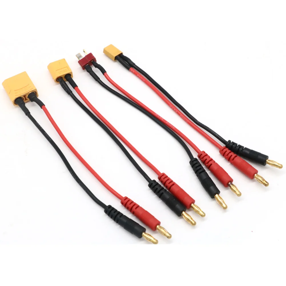 

20CM XT30 XT60 XT90 T Plug Charge Lead to 4.0mm Banana Plugs Charge Cable Silicone Wire 14AWG For Lipo Battery