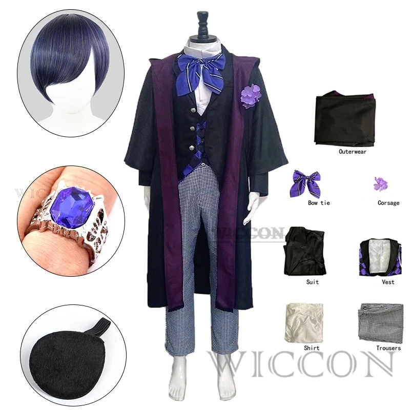 

Anime Black Butler Cosplay Costume Boarding School Uniforms Unisex Activity Party Role Play Clothing ring wig blindfold suit set