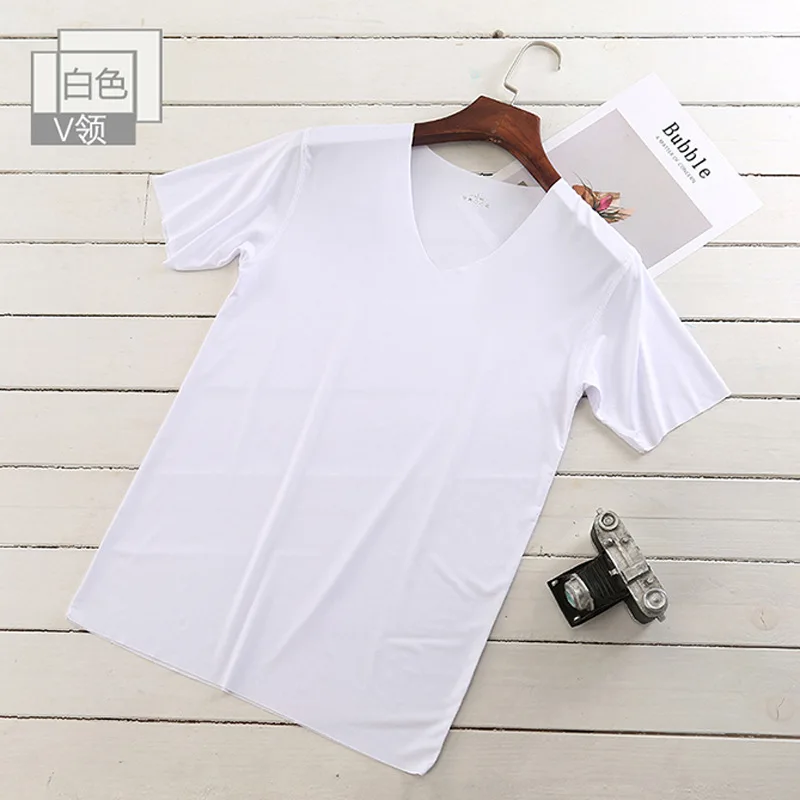 Breathable Ice Silk V Neck Short Sleeve T Shirts for Women Summer