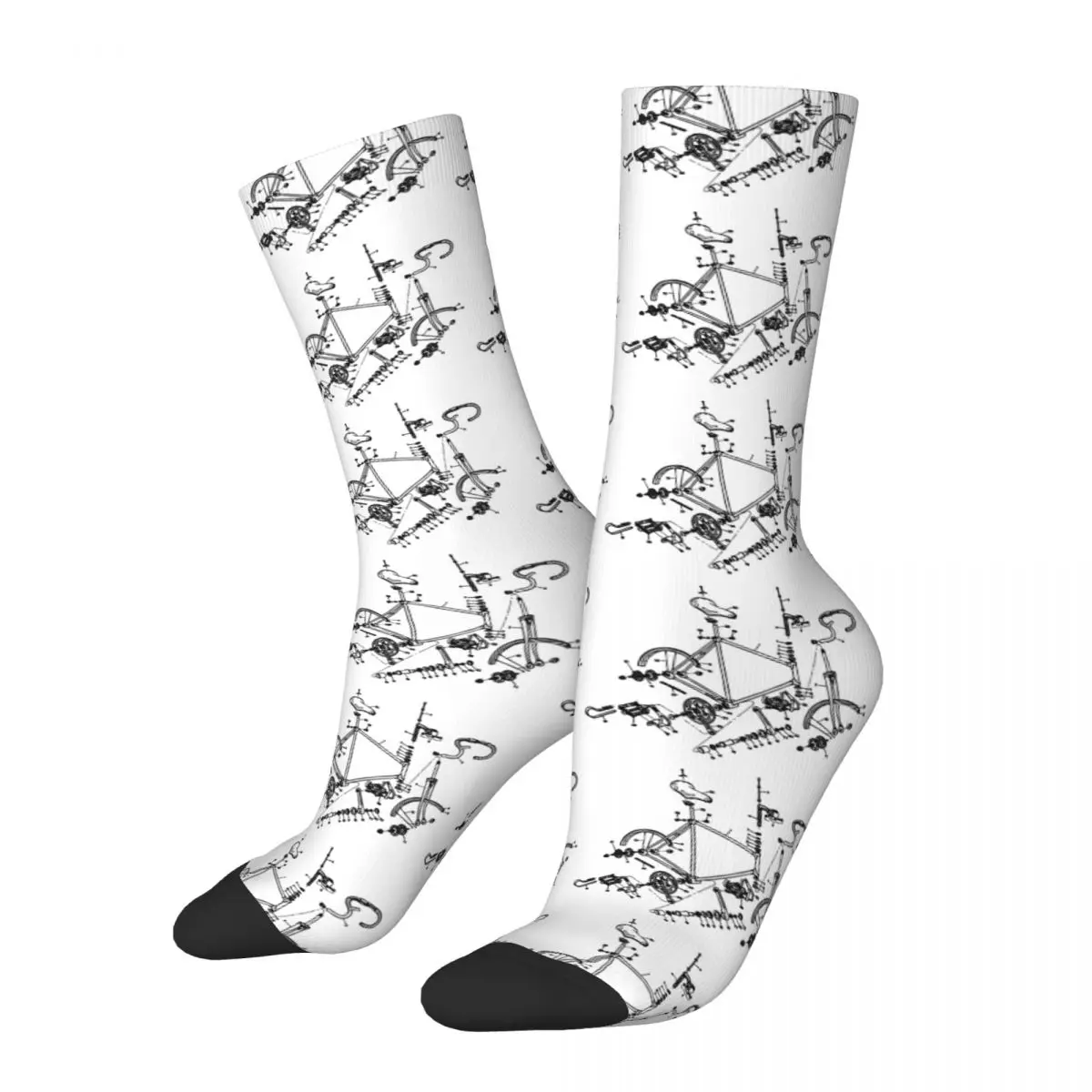 

Colorful Bike Addict MTB Mountain Biker Cycling Soccer Socks Polyester Crew Socks for Unisex Sweat Absorbing