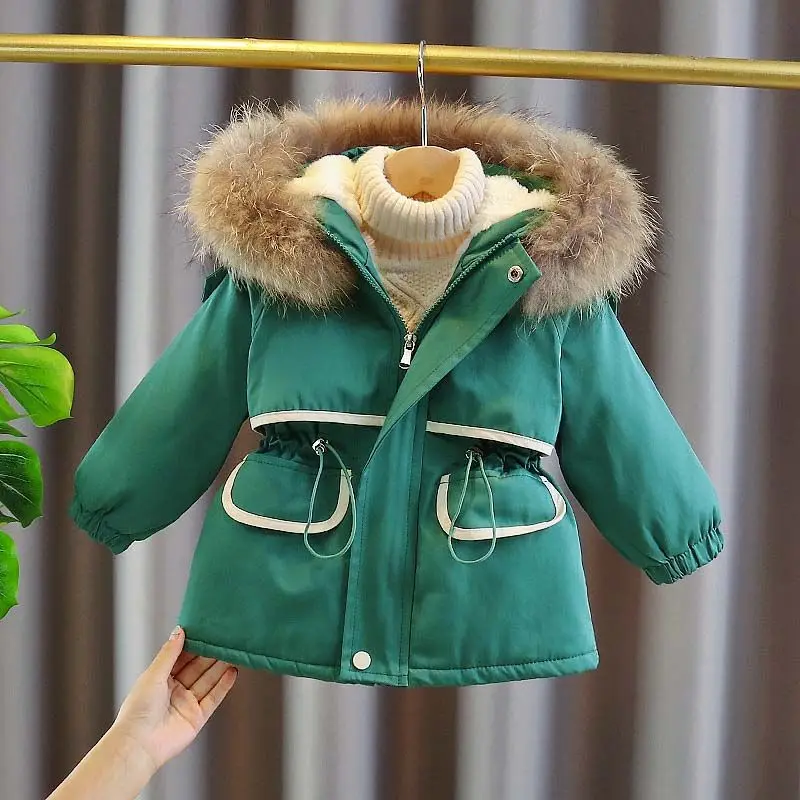 

2023 New Korean Version hooded Parkas coat Solid Regular Cotton New Fashion Simple Cute thick Warm Winter Autumn Girls TY37
