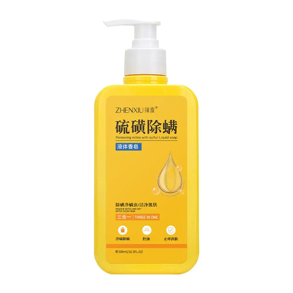 300ml Mite Removal Shower Gel Sulfur Liquid Soap Removing Cleaning Deep Bath Body Mites Care Shower Gel Wa Removal Mites Ge Q3C7