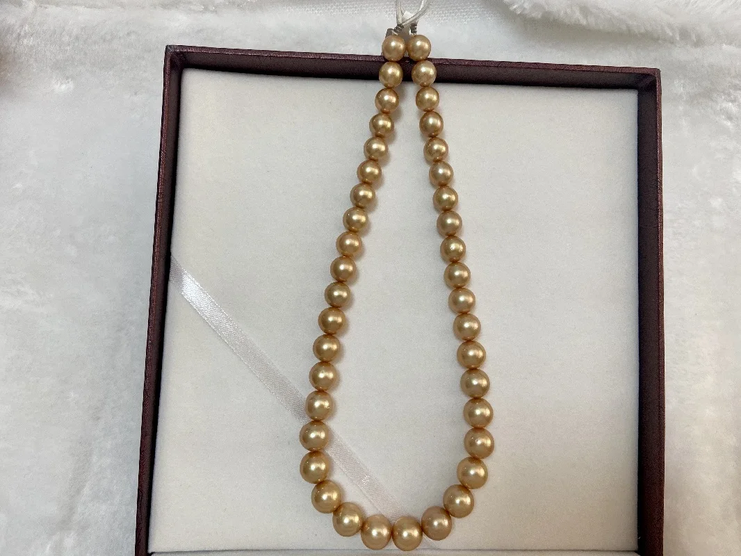 

UMQ Genuine Huge 10-12mm Natural Seawater Pearl Necklace For Women Golden Luster Luxury Fine Jewelry