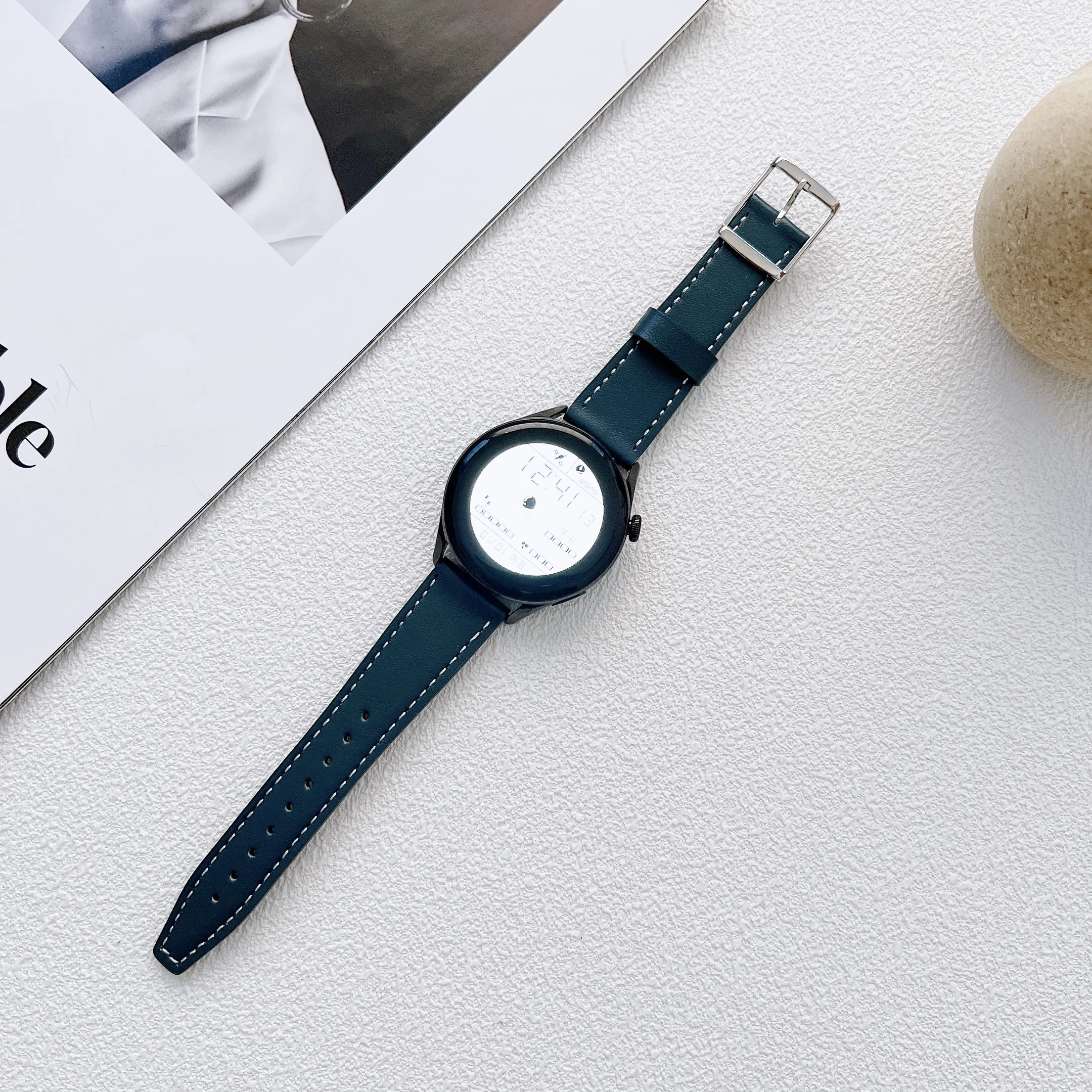 22mm Leather Strap for Samsung Galaxy Watch 3 45mm Amazfit GTR 3 Smartwatch Premium Wristband for Huawei Watch 3/4 Pro/GT3 Band