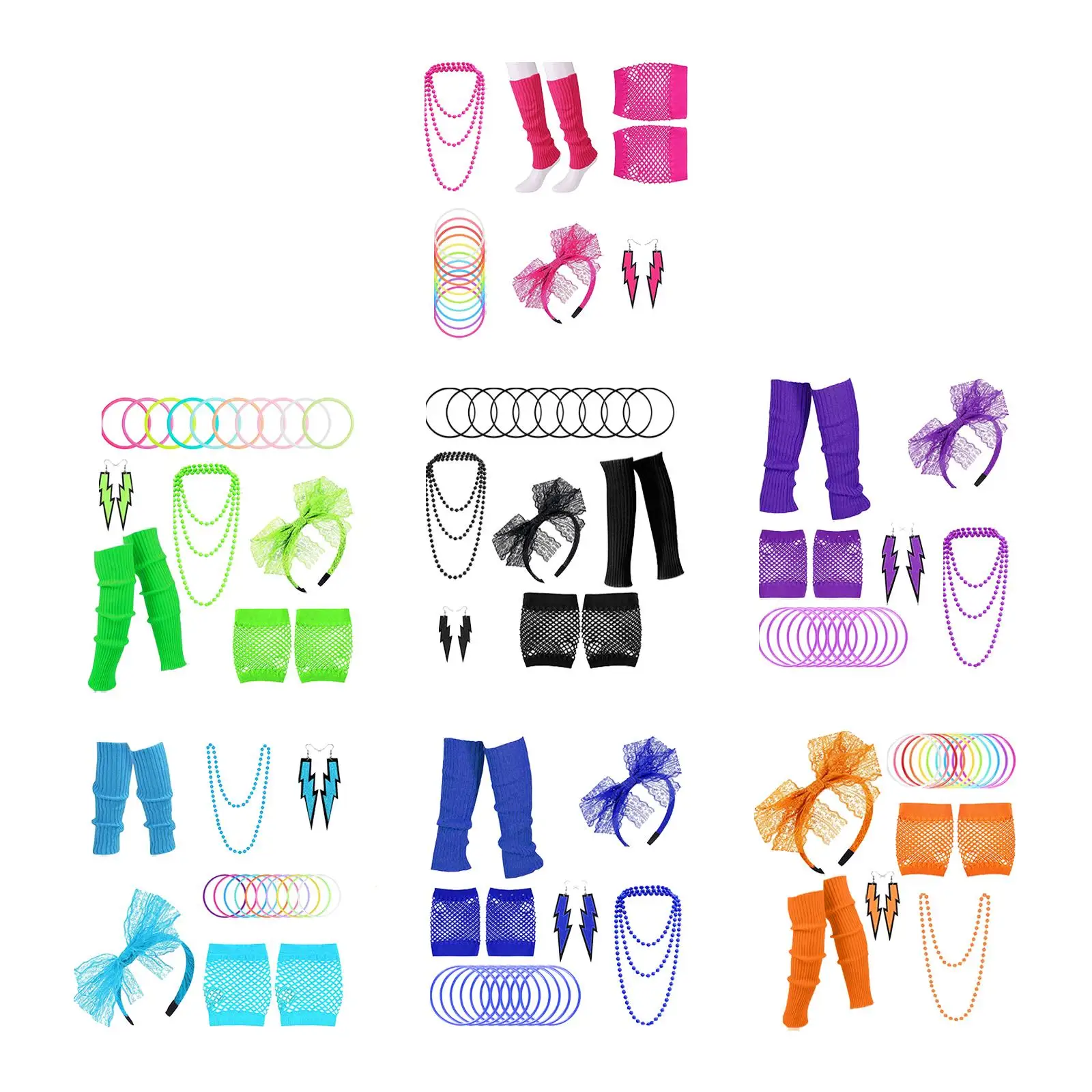 

ostume Accessories Set Headband Earrings Necklace Leg Warmers