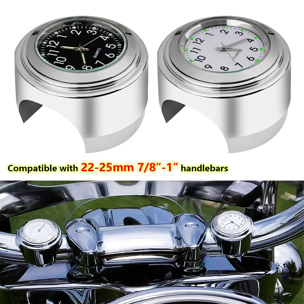 Retrok Motorcycle Handlebar Clock Waterproof Motorbike Handlebar Watch  Heavy-Duty Aluminum Alloy Handlebar Clock Luminous Dial Motorcycle Clock  for Most Motorcycle with 7/8 inch to 1 inch Handlebar 