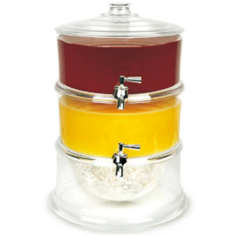 

2 Layers Drinking Juice Dispenser with Separate Water Tank 2 Taps Juice Cold Drink Beverage Dispenser Lemonade Cooler Holder