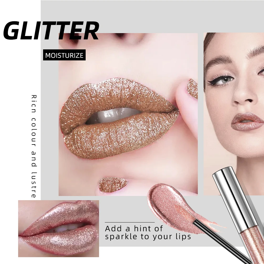 Lip Makeup Lip Tint Lip Gloss Lip Lacquer Lip Glaze Diamond Liquid 6 Colors Moisturizing Long-Lasting Waterproof Cosmetics