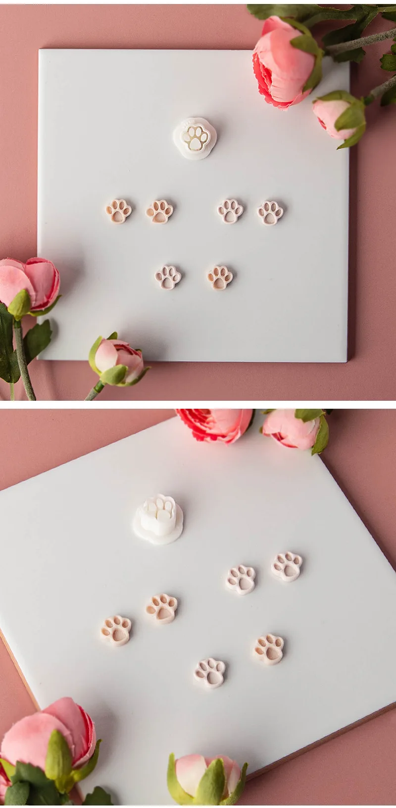 Description Picture 6 of itemCute Cartoon Paw Print Clay Cutter Animal Dog Cat Paw Print Polymer Clay Embossing Cutter for Clay Earring Jewelry Molds Tools