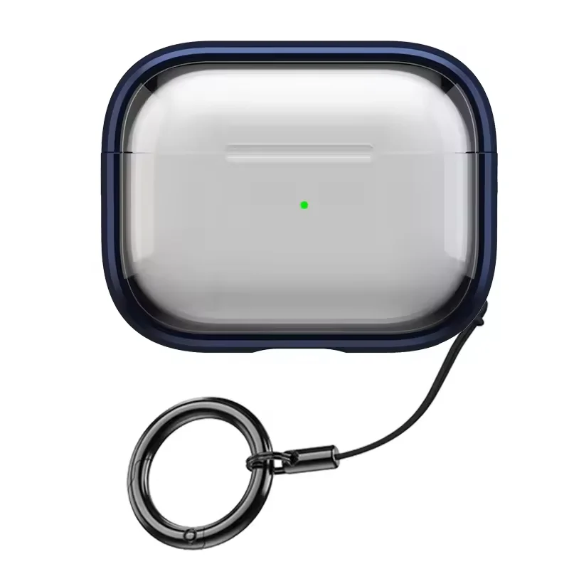 Removable Stand Latch Earphone Case with Wireless Charging and Anti-Drop Lock - Transparent Hard PC Protector Cover