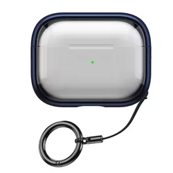 Removable Stand Latch Earphone Case with Wireless Charging and Anti - Drop Lock - Transparent Hard PC Protector Cover - Airpods pro2 (Blue)